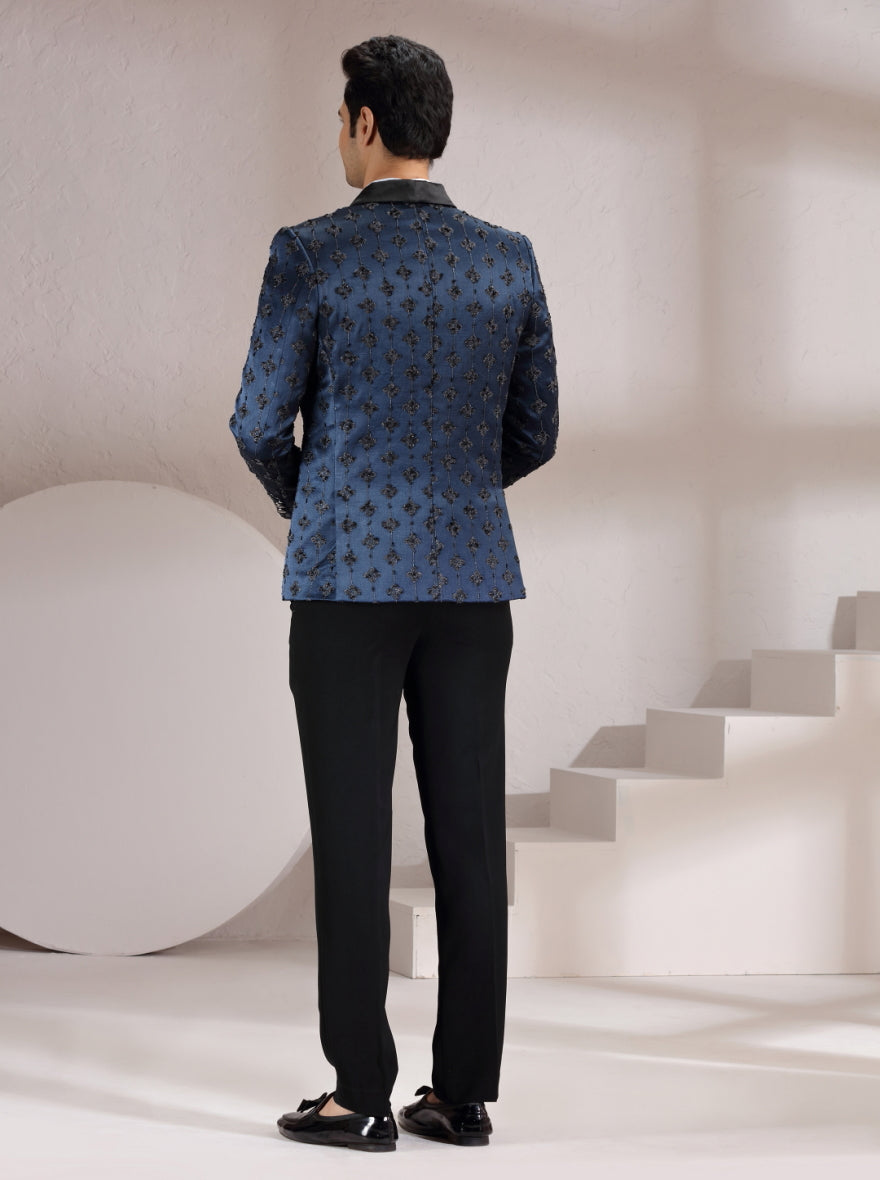 Blue Embroidered Suit | JadeBlue