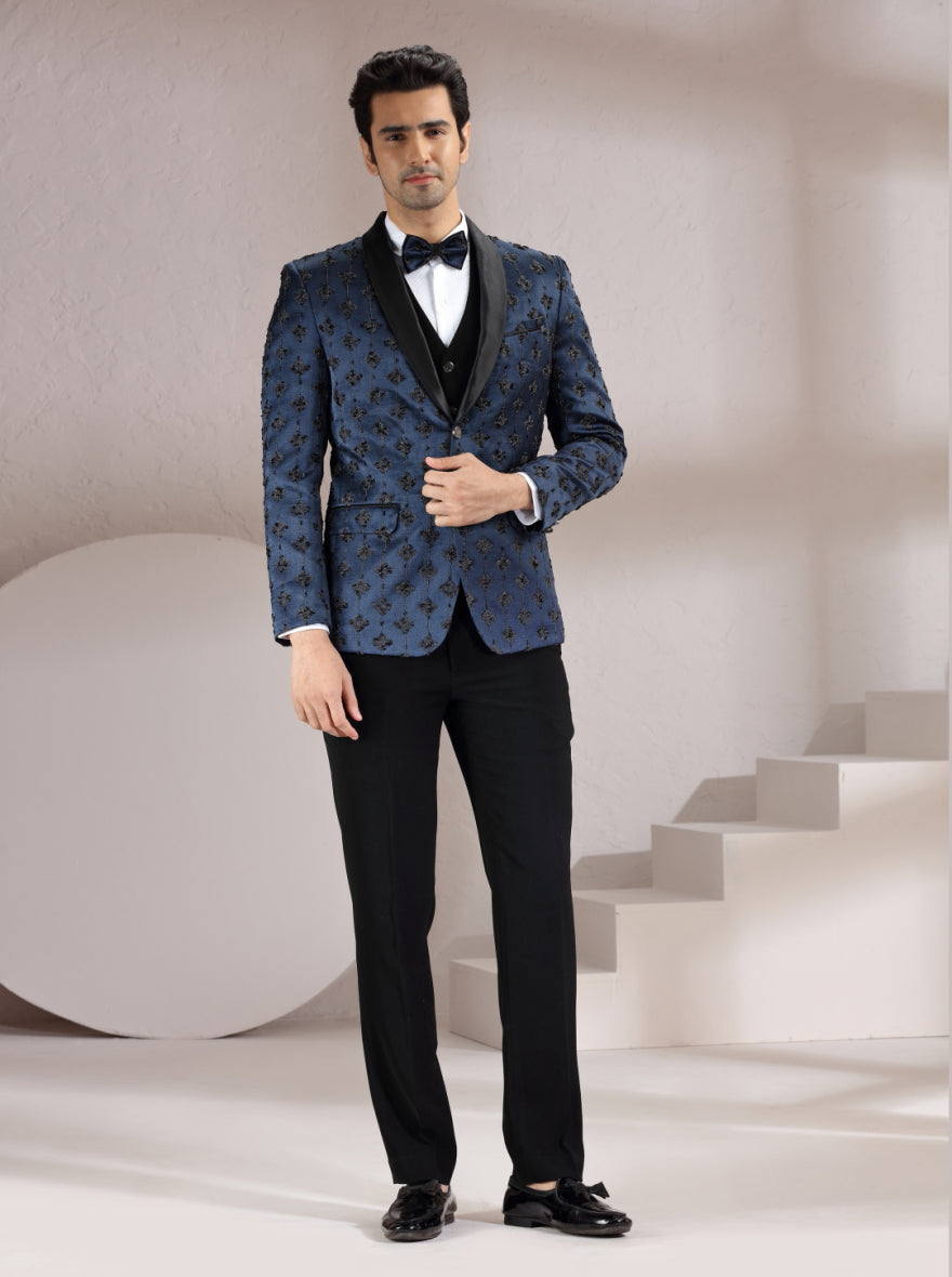 Blue Embroidered Suit | JadeBlue