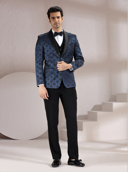 Blue Embroidered Suit | JadeBlue