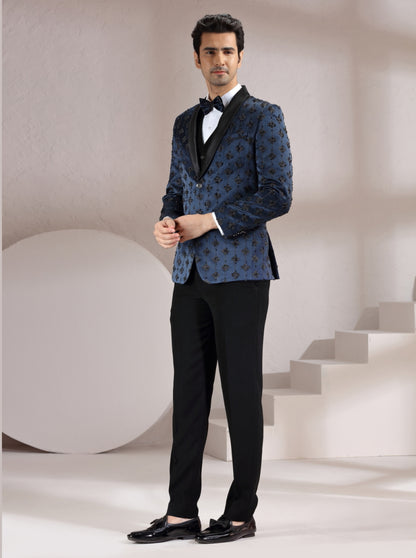 Blue Embroidered Suit | JadeBlue