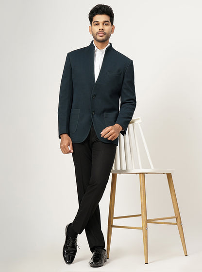 Green Solid Slim Fit Blazer | JB Studio
