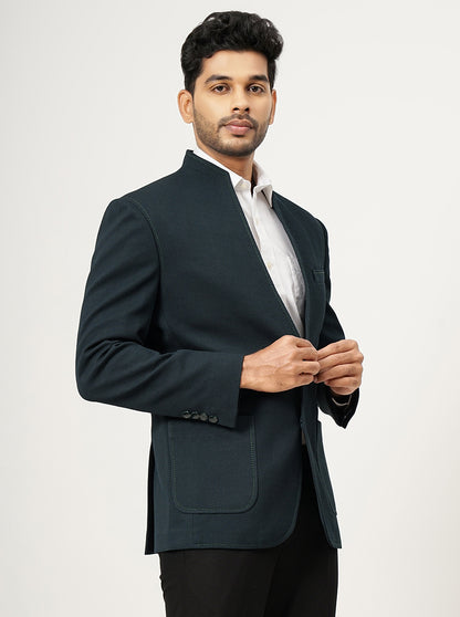 Green Solid Slim Fit Blazer | JB Studio