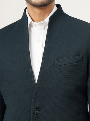Green Solid Slim Fit Blazer | JB Studio