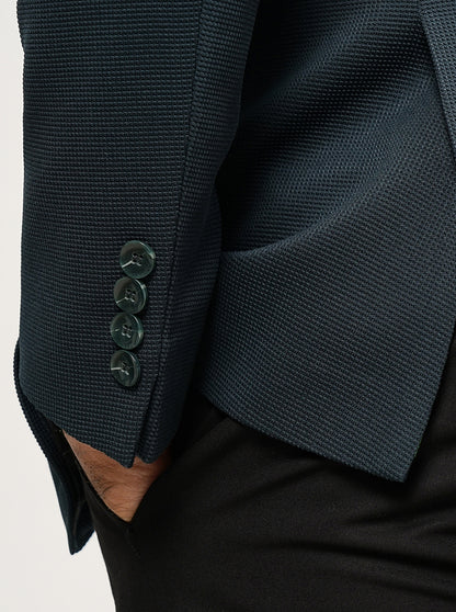 Green Solid Slim Fit Blazer | JB Studio