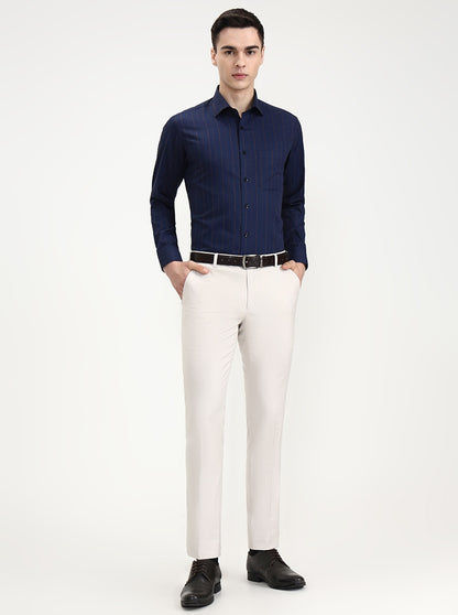 Blue Striped Slim Fit Formal Shirt | Metal