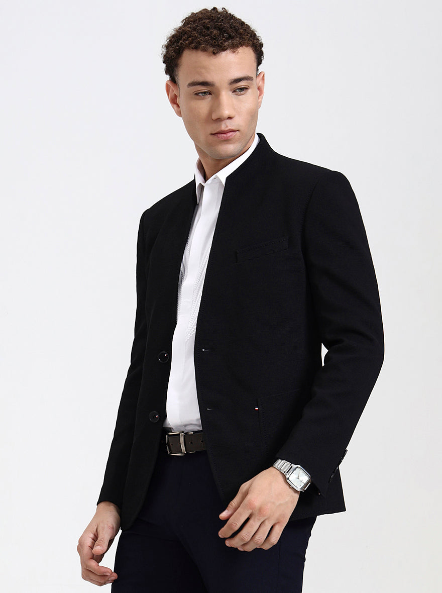 Black Solid Regular Fit Blazer | JB X JB