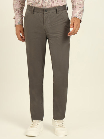 Grey Printed Uno Fit Casual Trouser | JadeBlue