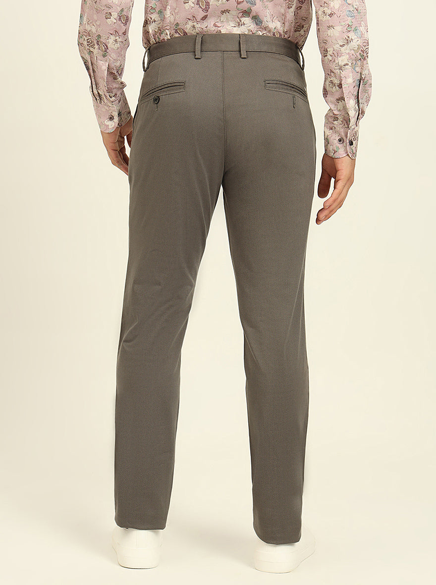 Grey Printed Uno Fit Casual Trouser | JadeBlue