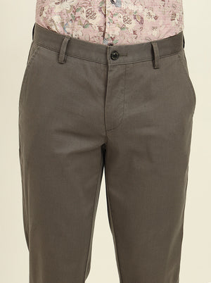 Grey Printed Uno Fit Casual Trouser | JadeBlue