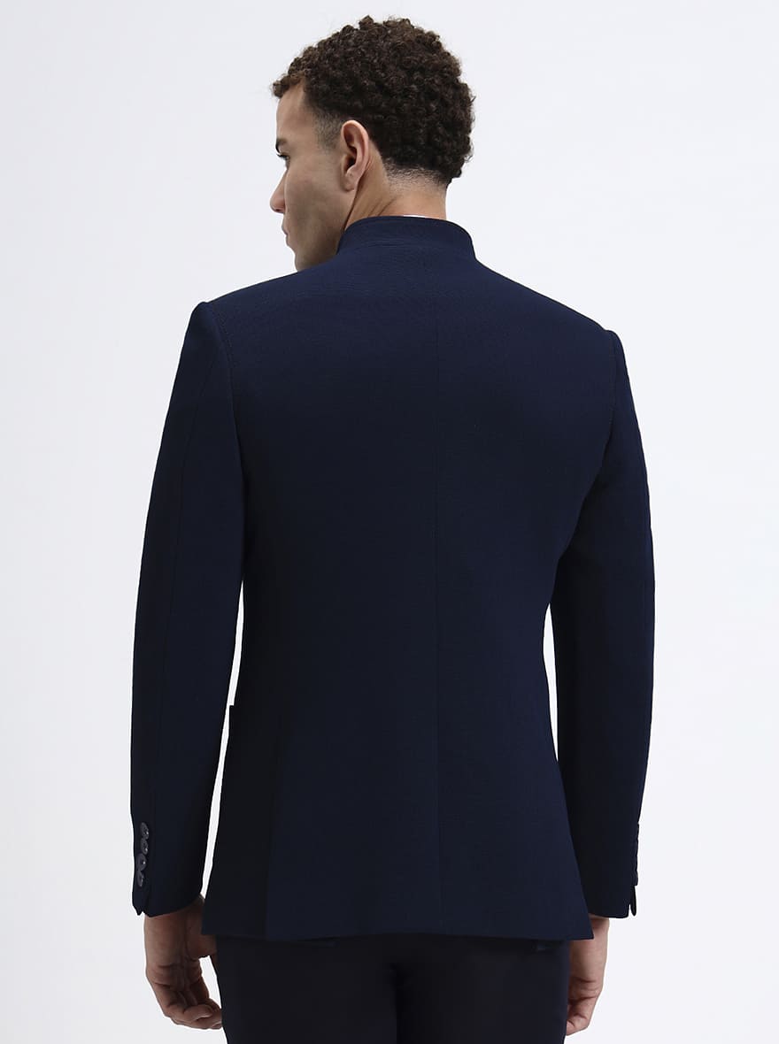 Navy Blue Checked Regular Fit Blazer | JB X JB