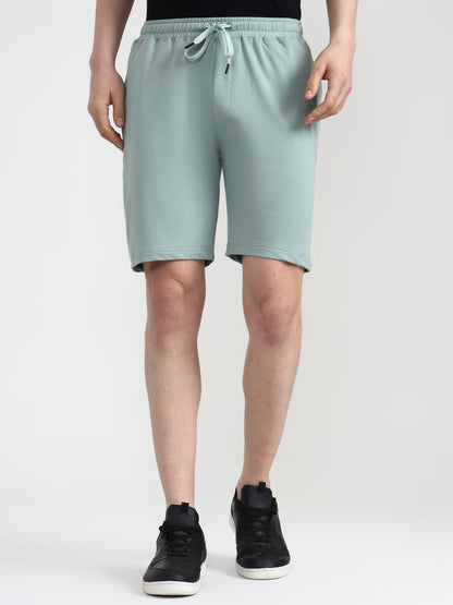 Subtle Green Solid Slim Fit Shorts | JadeBlue