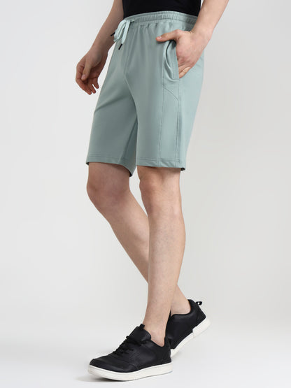 Subtle Green Solid Slim Fit Shorts | JadeBlue