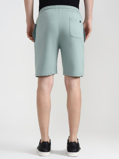 Subtle Green Solid Slim Fit Shorts | JadeBlue