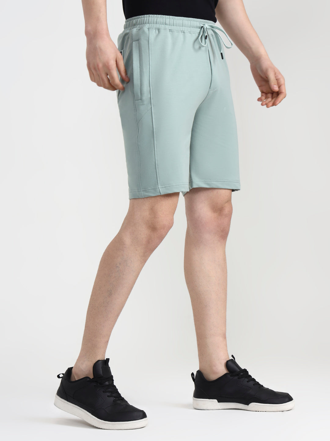 Subtle Green Solid Slim Fit Shorts | JadeBlue