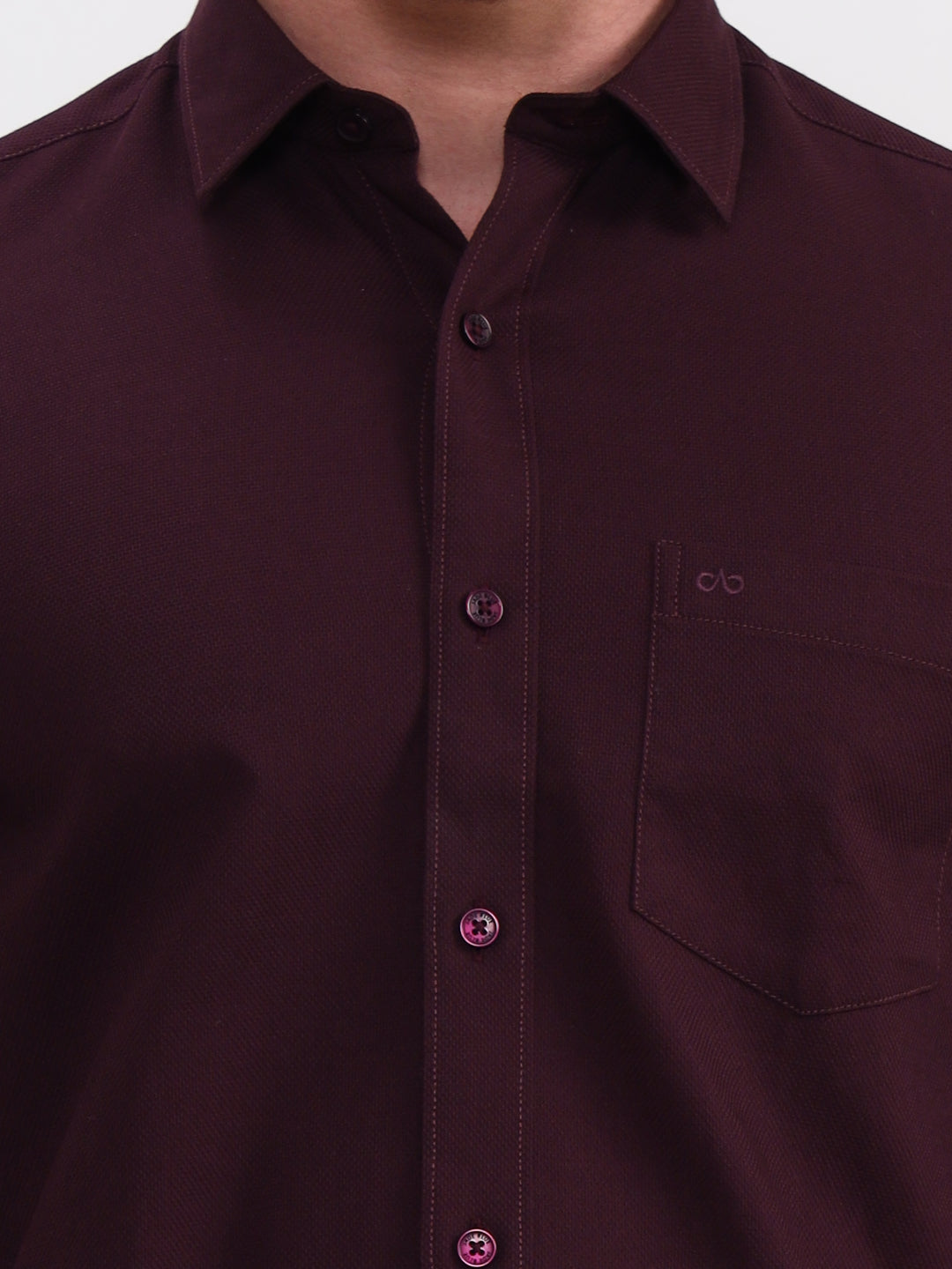 Wine Solid Tailored Fit Semi Casual Shirt | JadeBlue