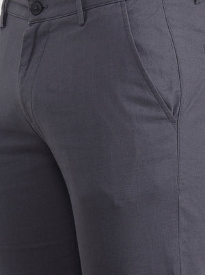 Dark Grey Solid Super Slim Fit Casual Trouser | Greenfibre