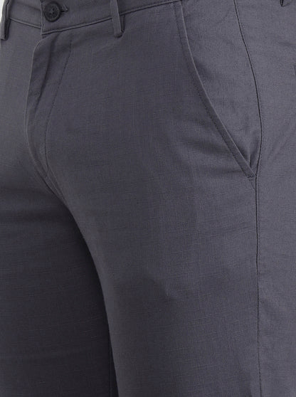 Dark Grey Solid Super Slim Fit Casual Trouser | Greenfibre