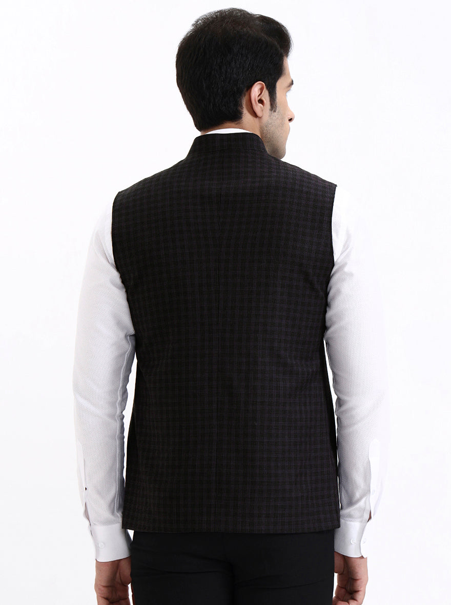 Maroon Checked Regular Fit Modi Jacket | JadeBlue