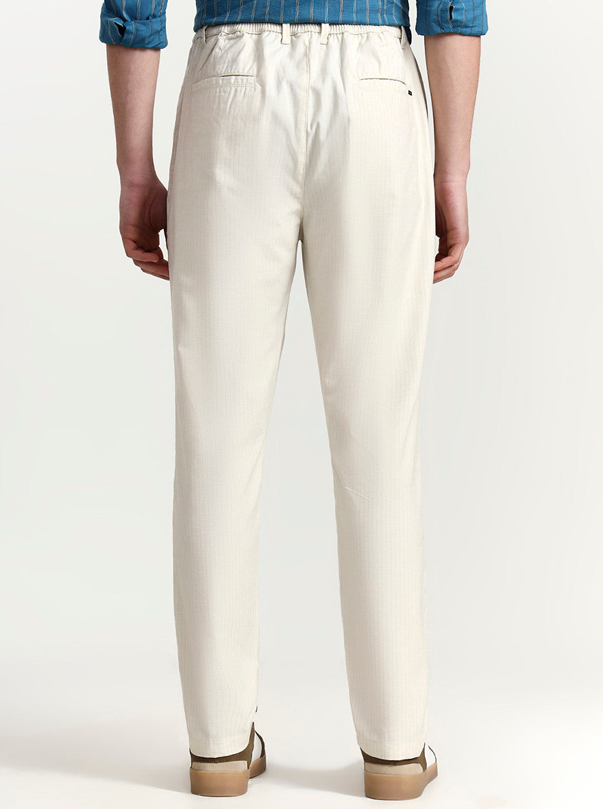 Cream Striped Slim Fit Track Pant | JadeBlue