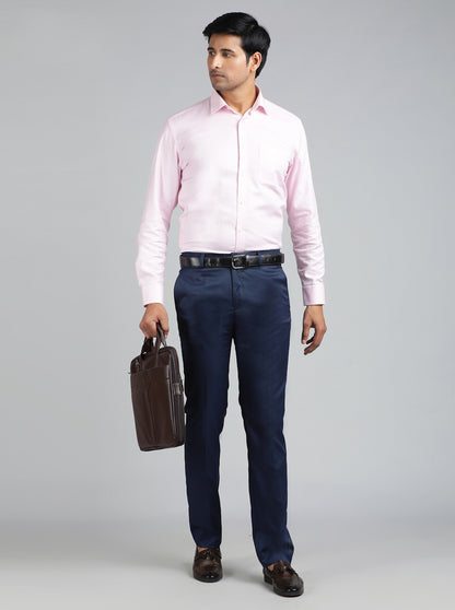 Blue Solid Slim Fit Formal Trouser | Greenfibre