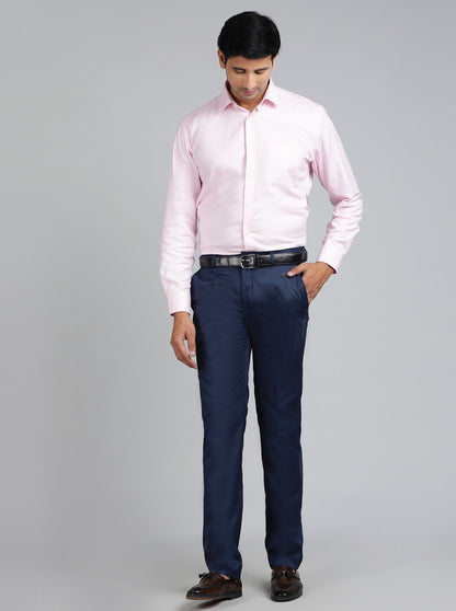 Blue Solid Slim Fit Formal Trouser | Greenfibre