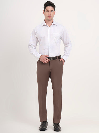 White & Blue Checked Regular Fit Formal Shirt | JadeBlue