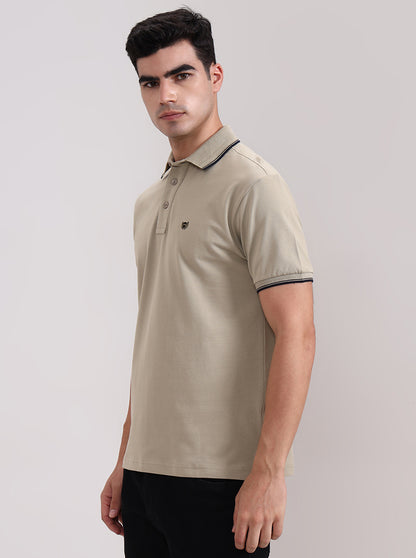 Light Green Solid Slim Fit Polo T-Shirt | JadeBlue