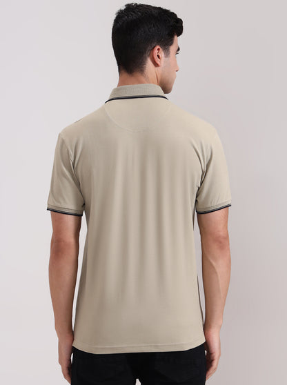 Light Green Solid Slim Fit Polo T-Shirt | JadeBlue