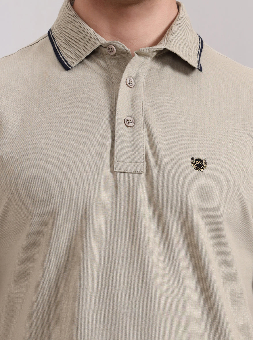 Light Green Solid Slim Fit Polo T-Shirt | JadeBlue