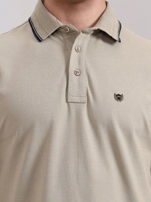 Light Green Solid Slim Fit Polo T-Shirt | JadeBlue