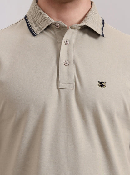 Light Green Solid Slim Fit Polo T-Shirt | JadeBlue