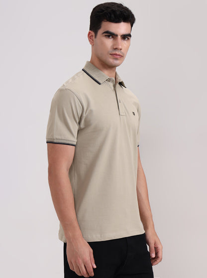 Light Green Solid Slim Fit Polo T-Shirt | JadeBlue