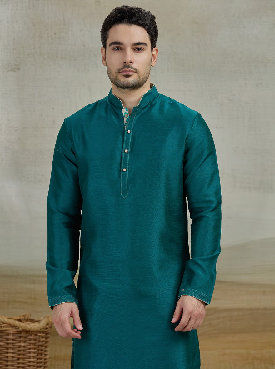 Peacock Green Solid Kurta Pajama | Virasana