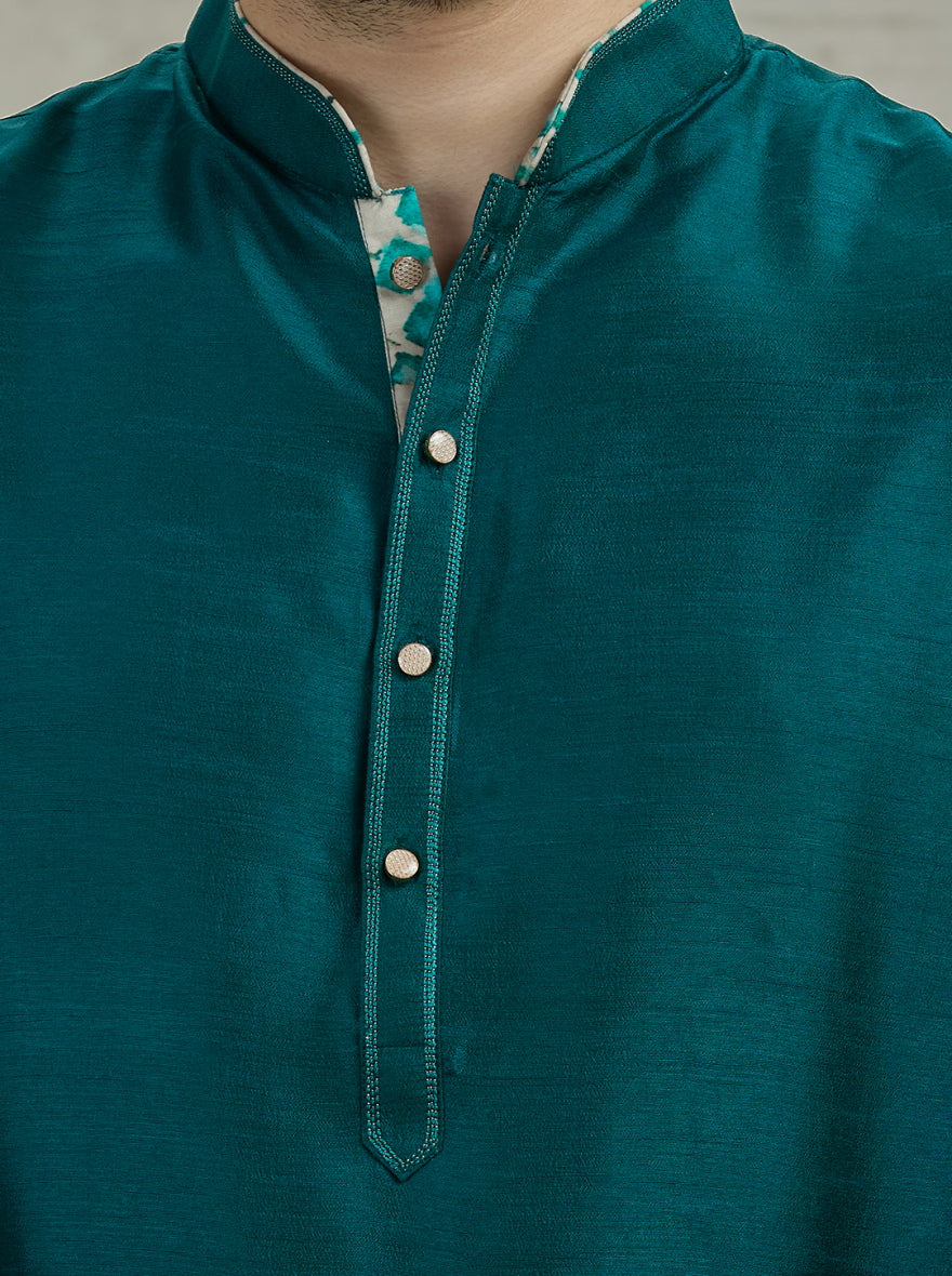 Peacock Green Solid Kurta Pajama | Virasana