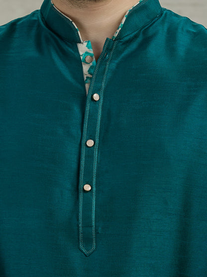 Peacock Green Solid Kurta Pajama | Virasana