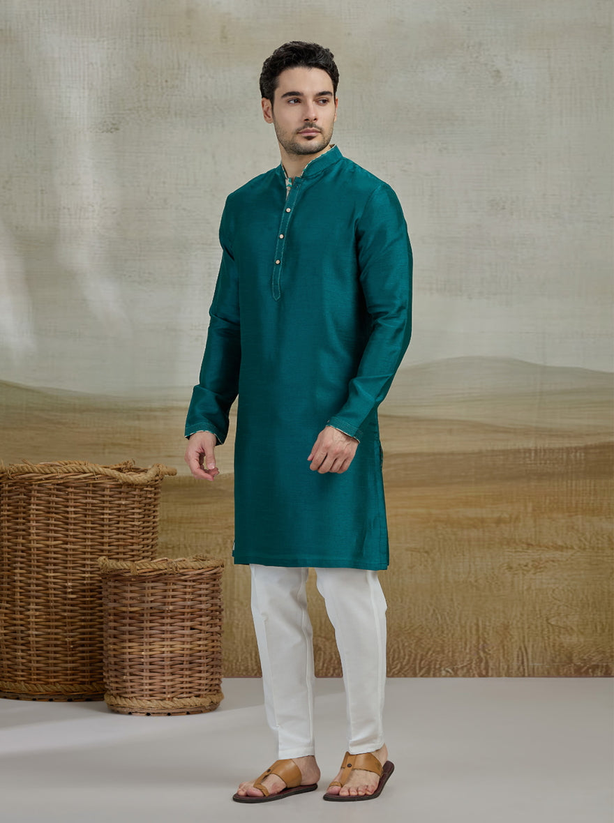 Peacock Green Solid Kurta Pajama | Virasana