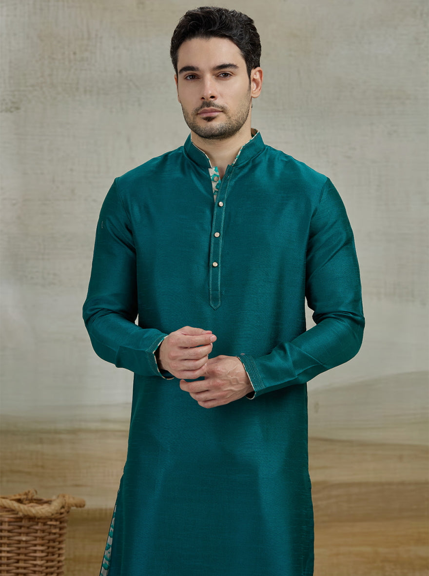 Peacock Green Solid Kurta Pajama | Virasana
