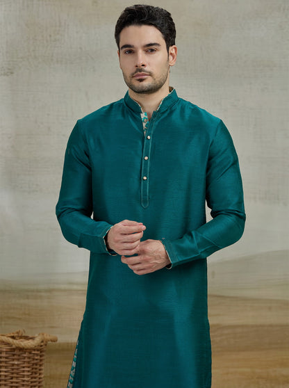 Peacock Green Solid Kurta Pajama | Virasana