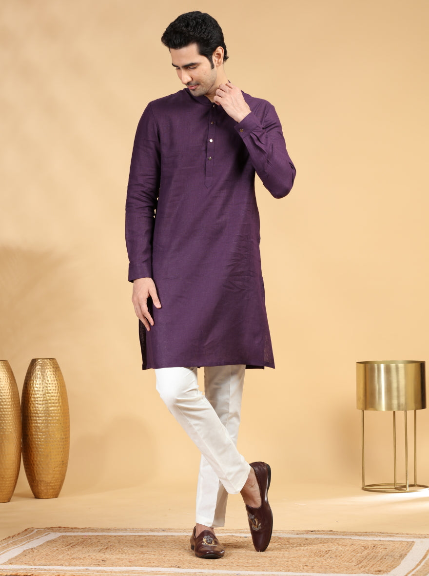 Purple Solid Kurta Pajama | TULA