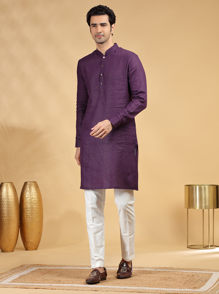 Purple Solid Kurta Pajama | TULA