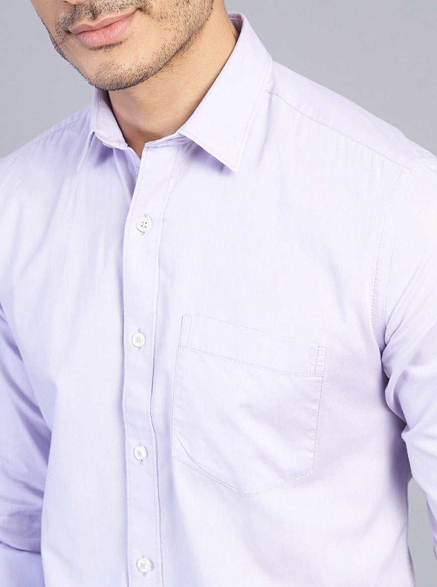 Purple Solid Slim Fit Semi Casual Shirt | JadeBlue