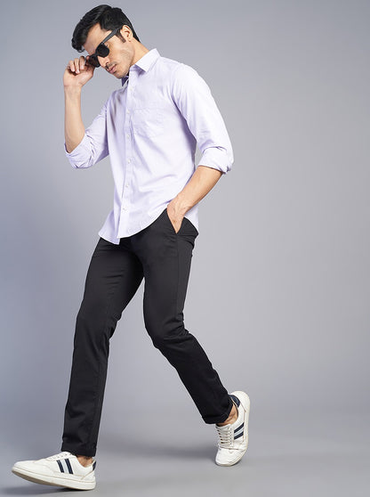 Purple Solid Slim Fit Semi Casual Shirt | JadeBlue