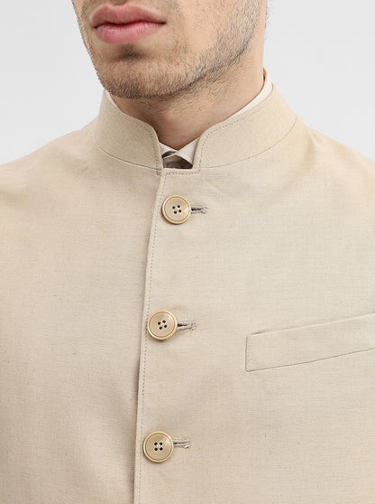 Khaki Solid Regular Fit Modi Jacket | JadeBlue