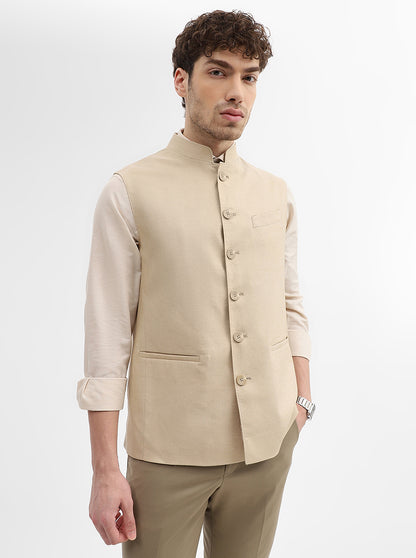 Khaki Solid Regular Fit Modi Jacket | JadeBlue
