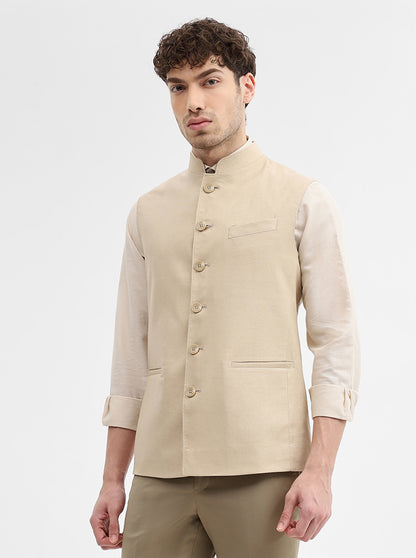 Khaki Solid Regular Fit Modi Jacket | JadeBlue