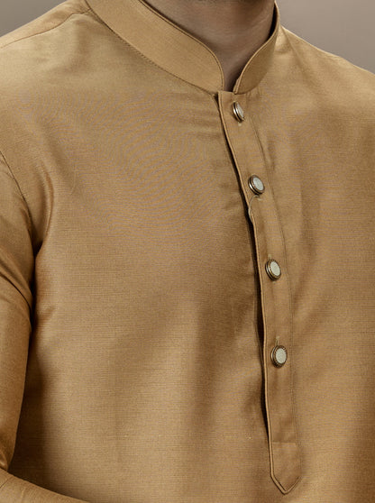 Golden Solid Kurta Pajama | TULA
