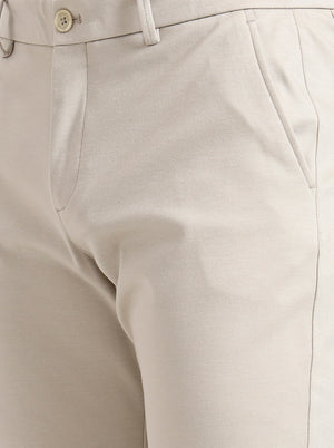 Beige Solid Venice Fit Casual Trouser | JadeBlue