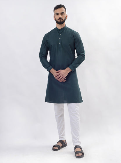 Green Solid Regular Fit Modi Kurta | JadeBlue