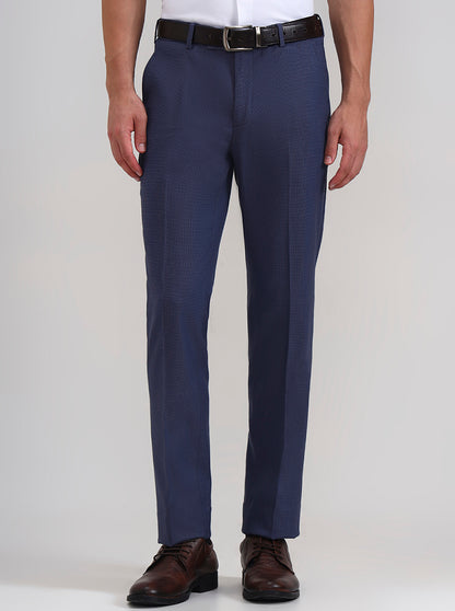 Royal Blue Solid Slim Fit Formal Trouser | JadeBlue Youth