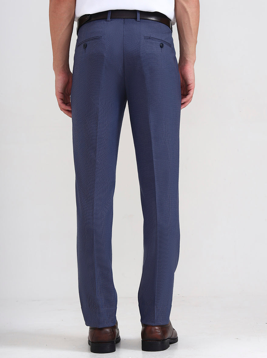 Royal Blue Solid Slim Fit Formal Trouser | JadeBlue Youth